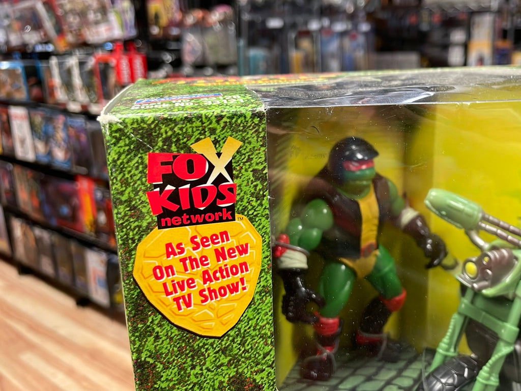 Bad Boy Biker Raphael with Street Cycle SEALED (Vintage TMNT Ninja Turtles, Playmates)