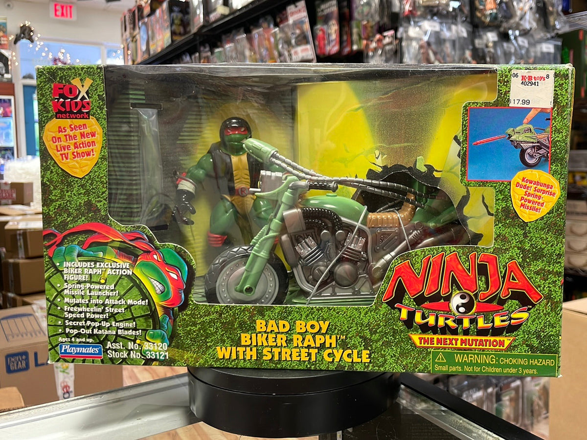 Bad Boy Biker Raphael with Street Cycle SEALED (Vintage TMNT Ninja Turtles, Playmates)