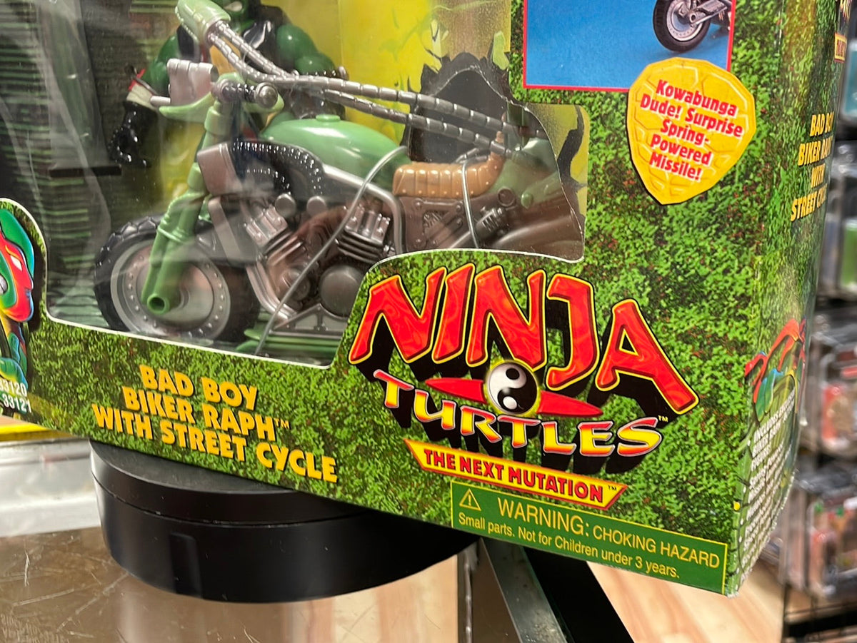Bad Boy Biker Raphael with Street Cycle SEALED (Vintage TMNT Ninja Turtles, Playmates)
