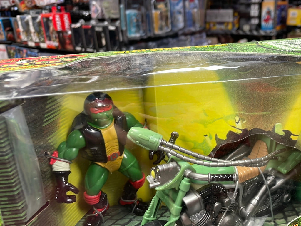 Bad Boy Biker Raphael with Street Cycle SEALED (Vintage TMNT Ninja Turtles, Playmates)