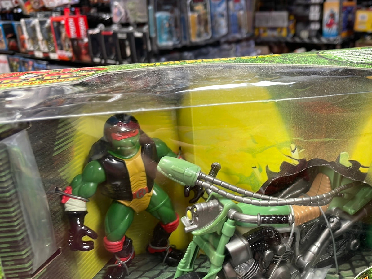 Bad Boy Biker Raphael with Street Cycle SEALED (Vintage TMNT Ninja Turtles, Playmates)