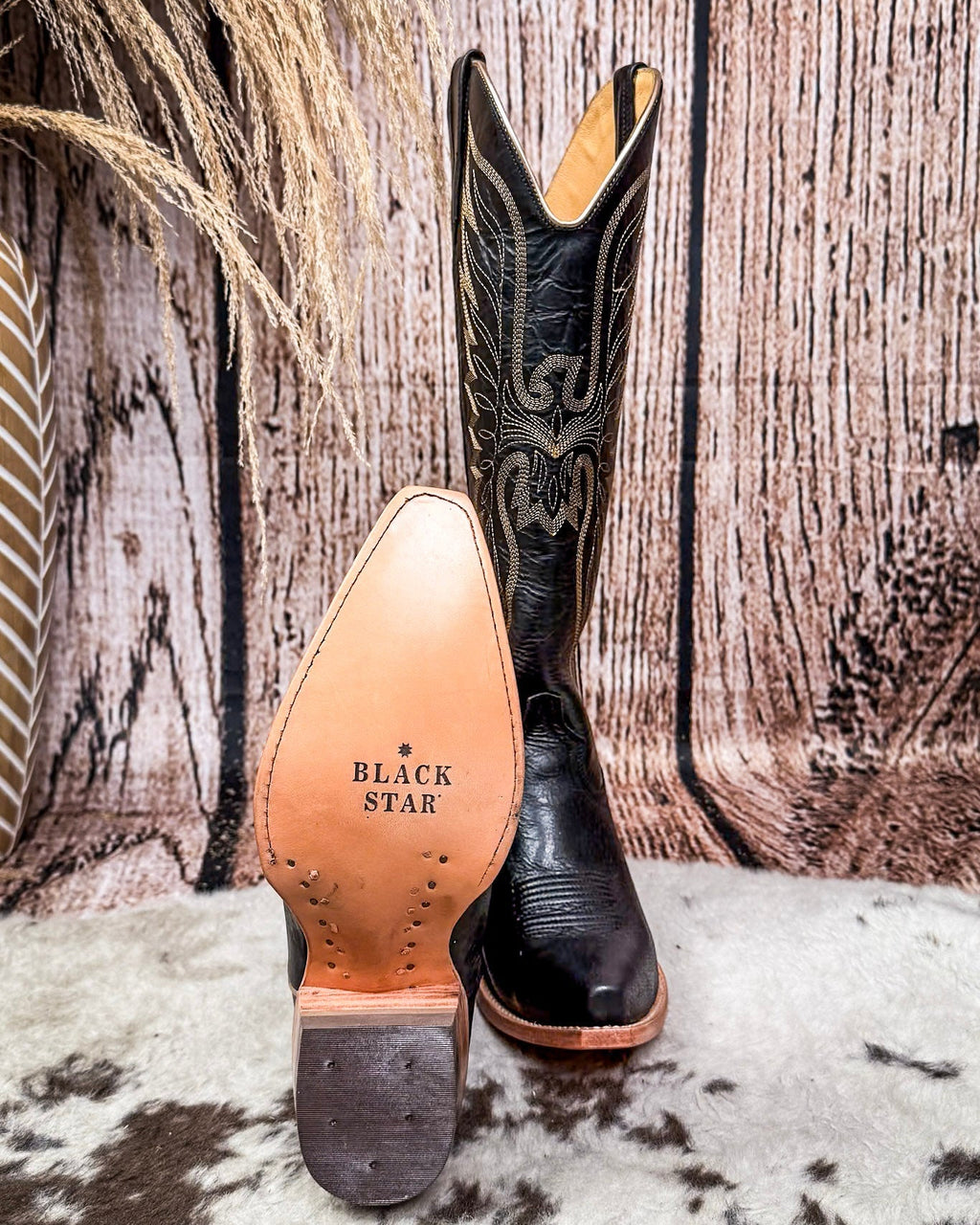 Isabel Black Star Leather Boots - Midnight and Copper