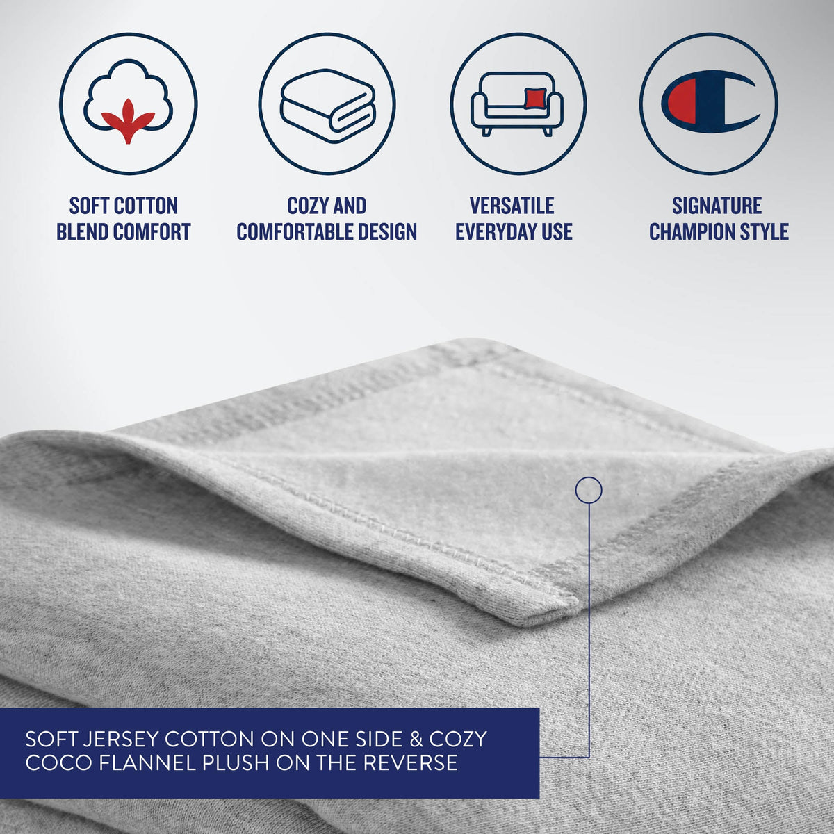 Jersey with Fleece Backing Throw Blanket