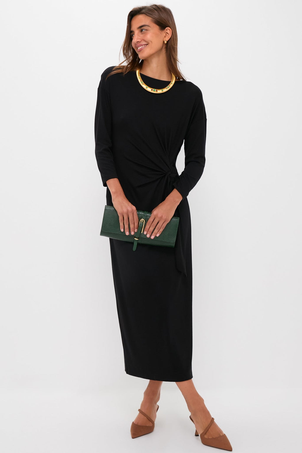Black Side Tie Elspeth Maxi Dress