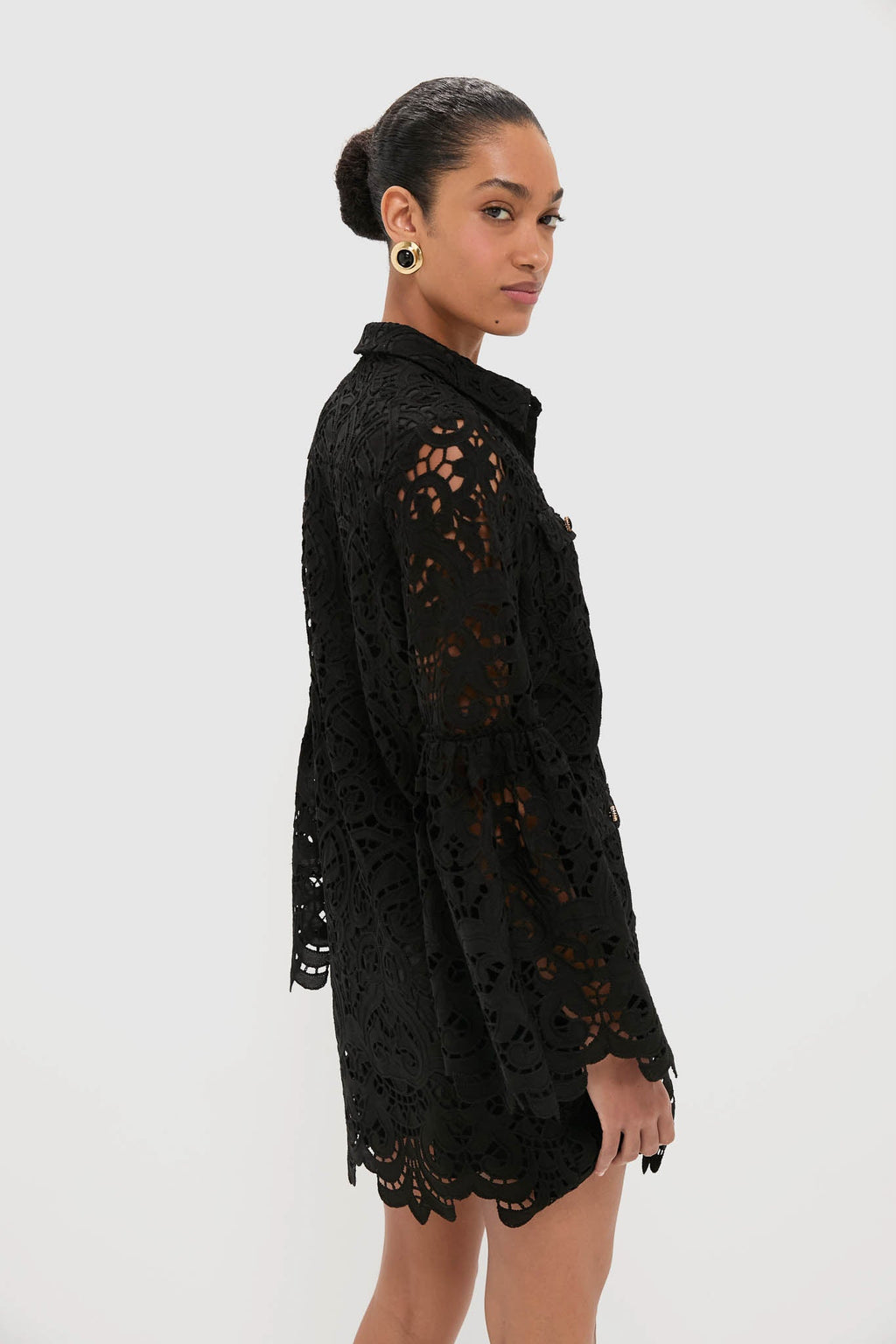 Black Lace Long Sleeve Rachael Mini Dress