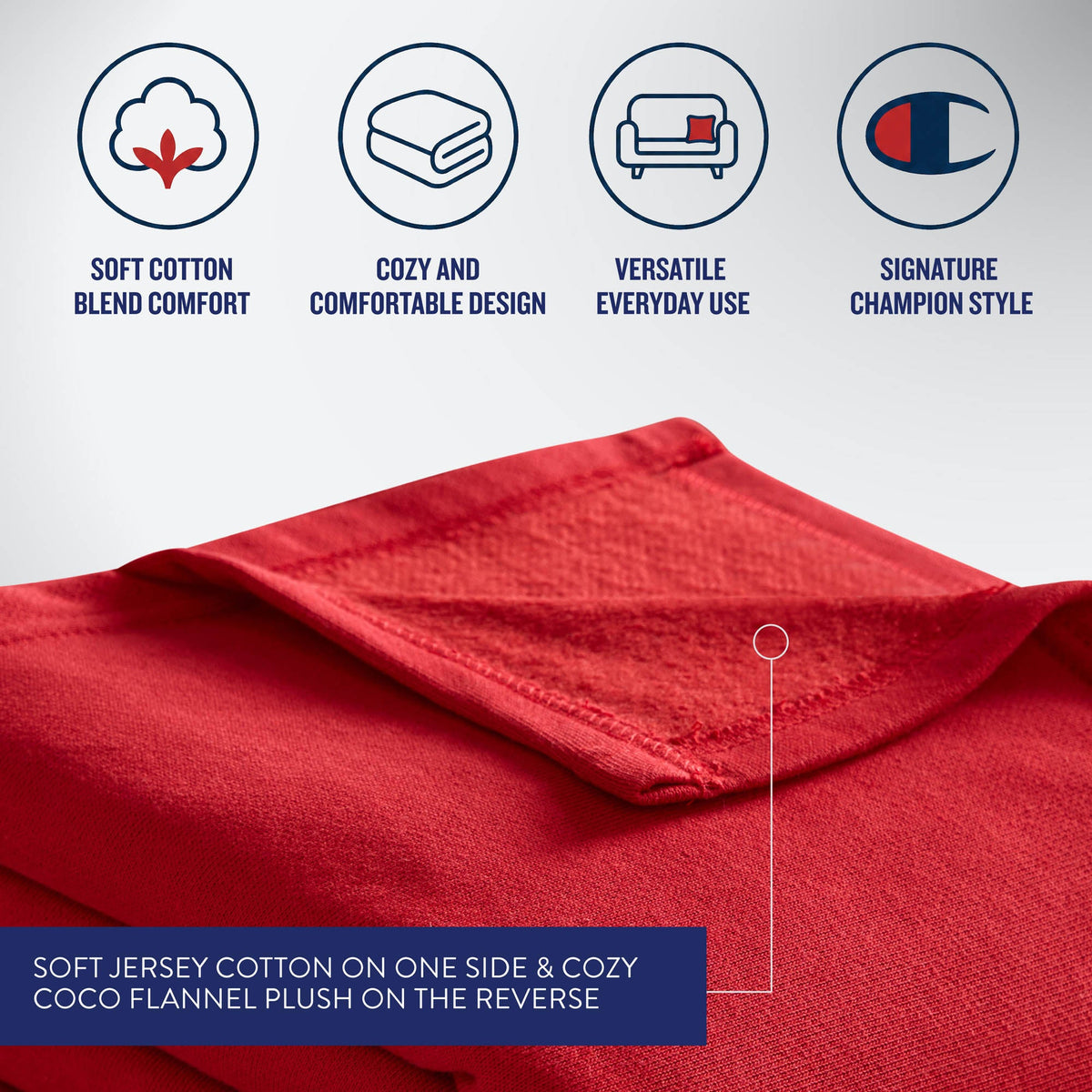 Jersey with Fleece Backing Throw Blanket