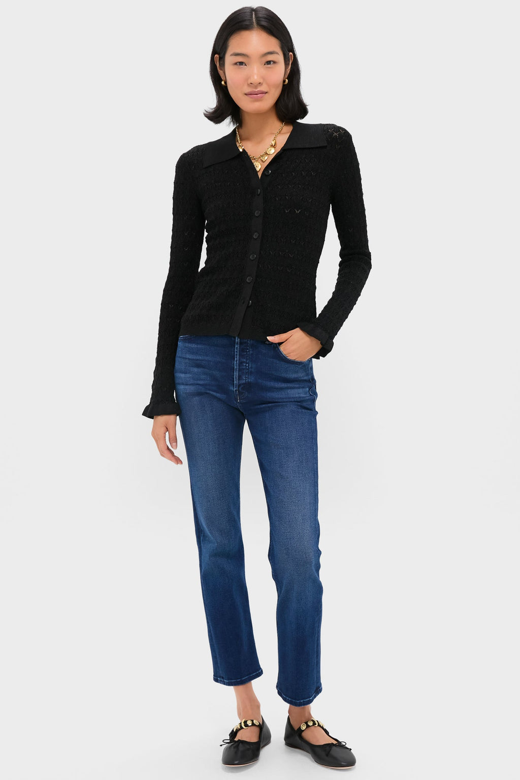 Black Ruby Knit Long Sleeve Polo