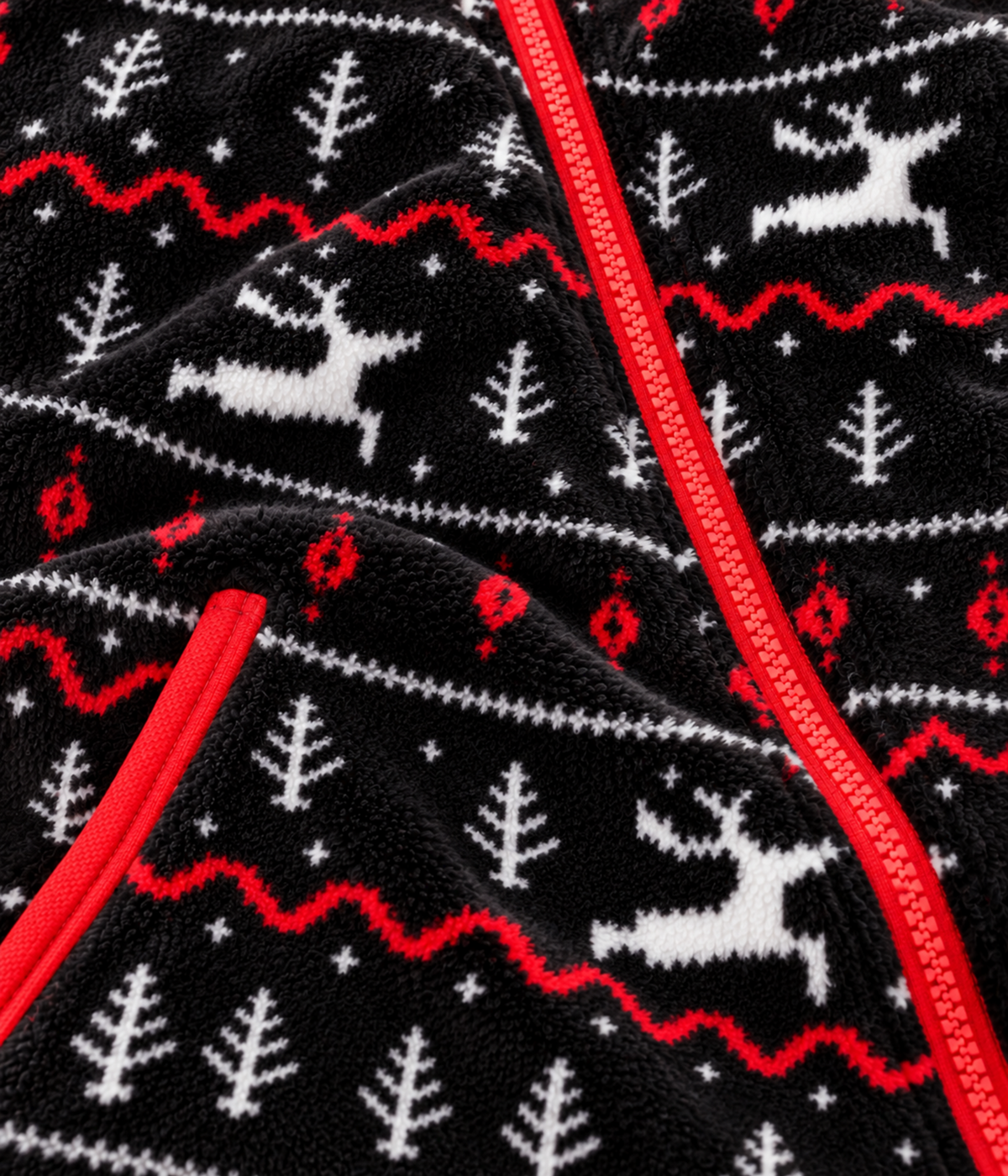 Men's Black and Red Fair Isle Jumpsuit