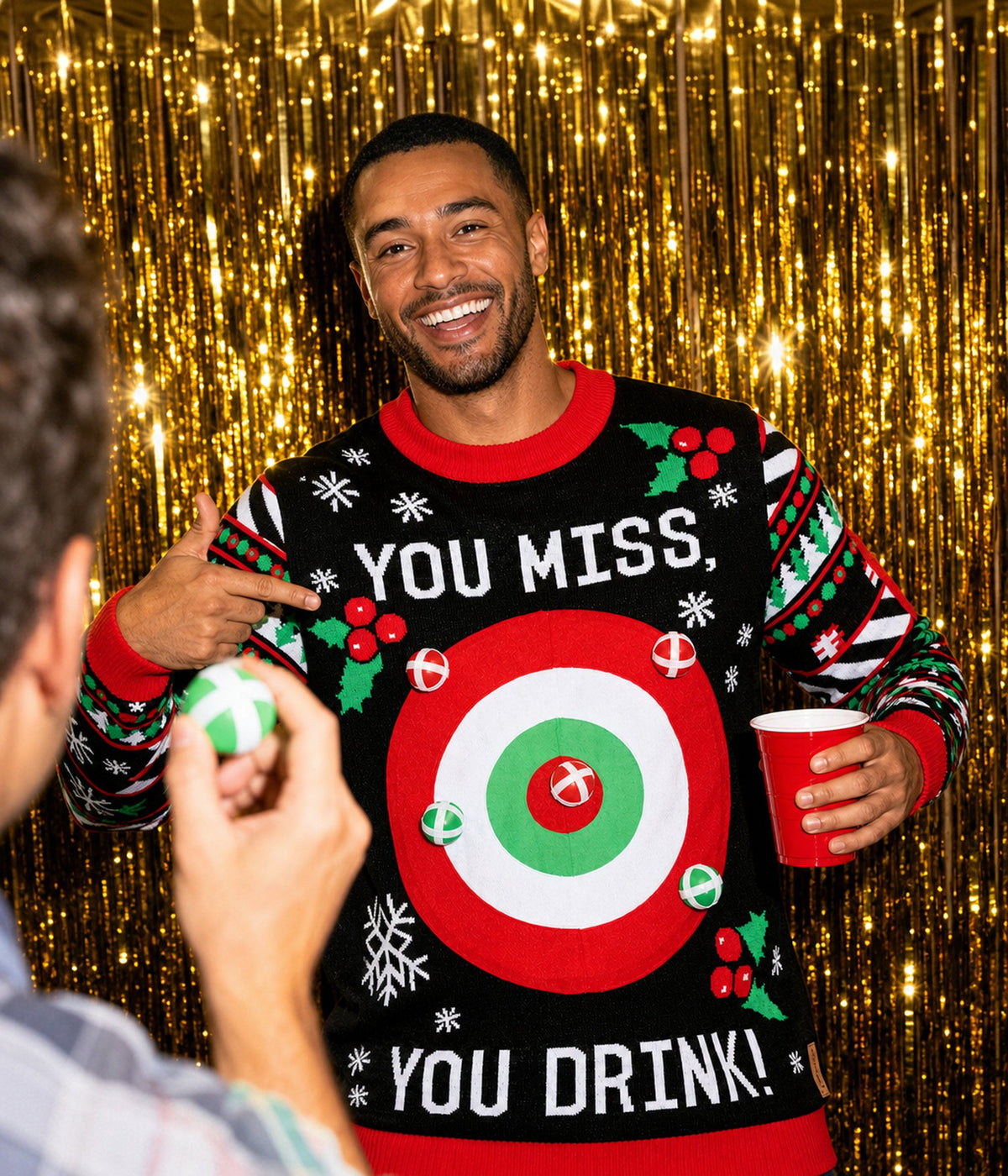 Men's Drinking Game Ugly Christmas Sweater