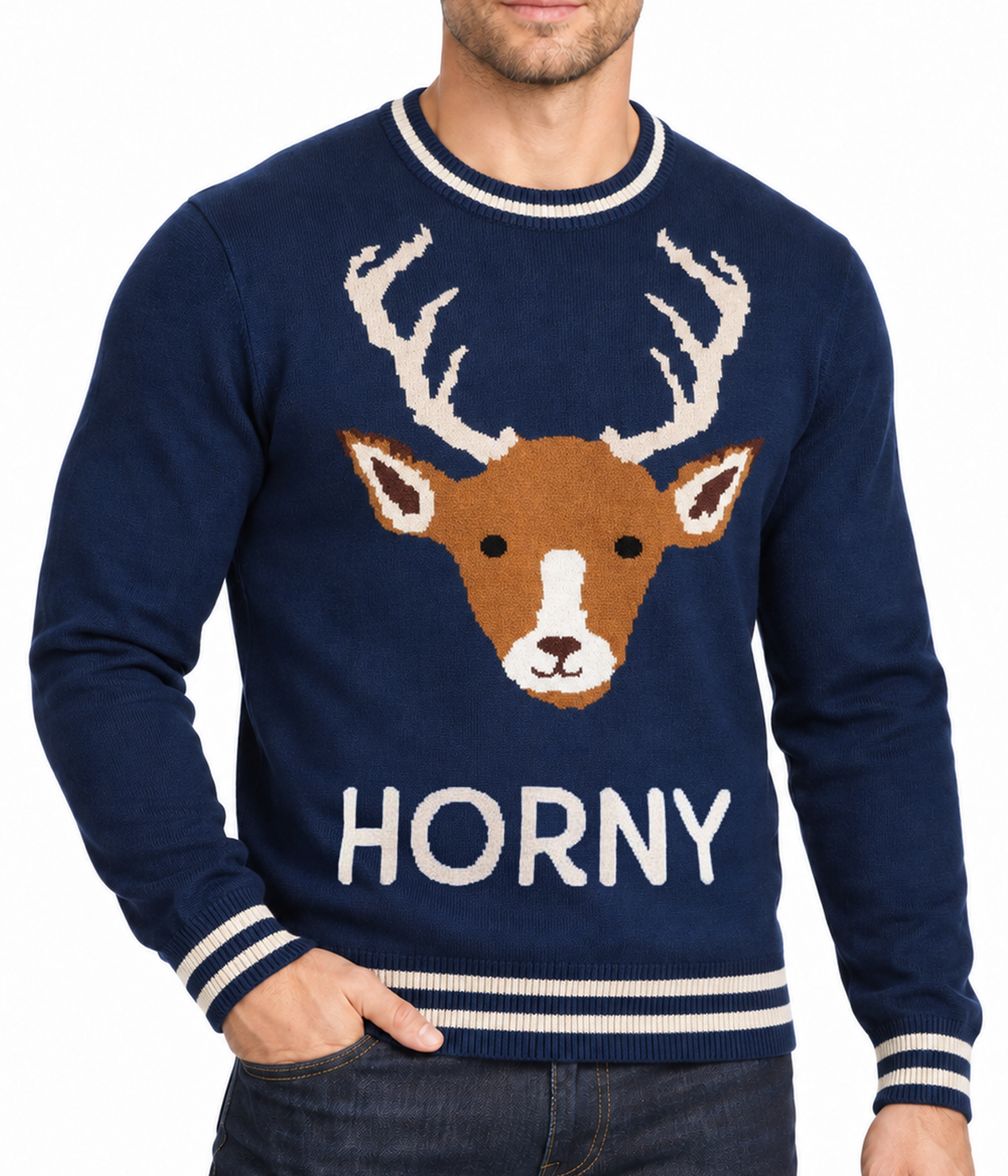 Men's Horny As Buck Ugly Christmas Sweater