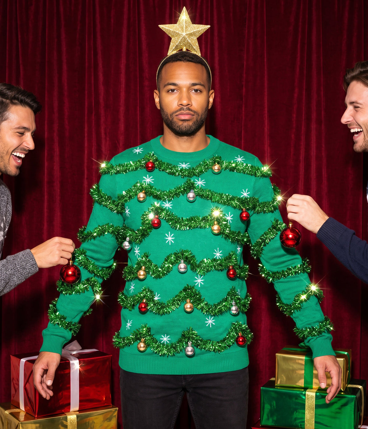 Men's Gaudy Garland Ugly Christmas Sweater