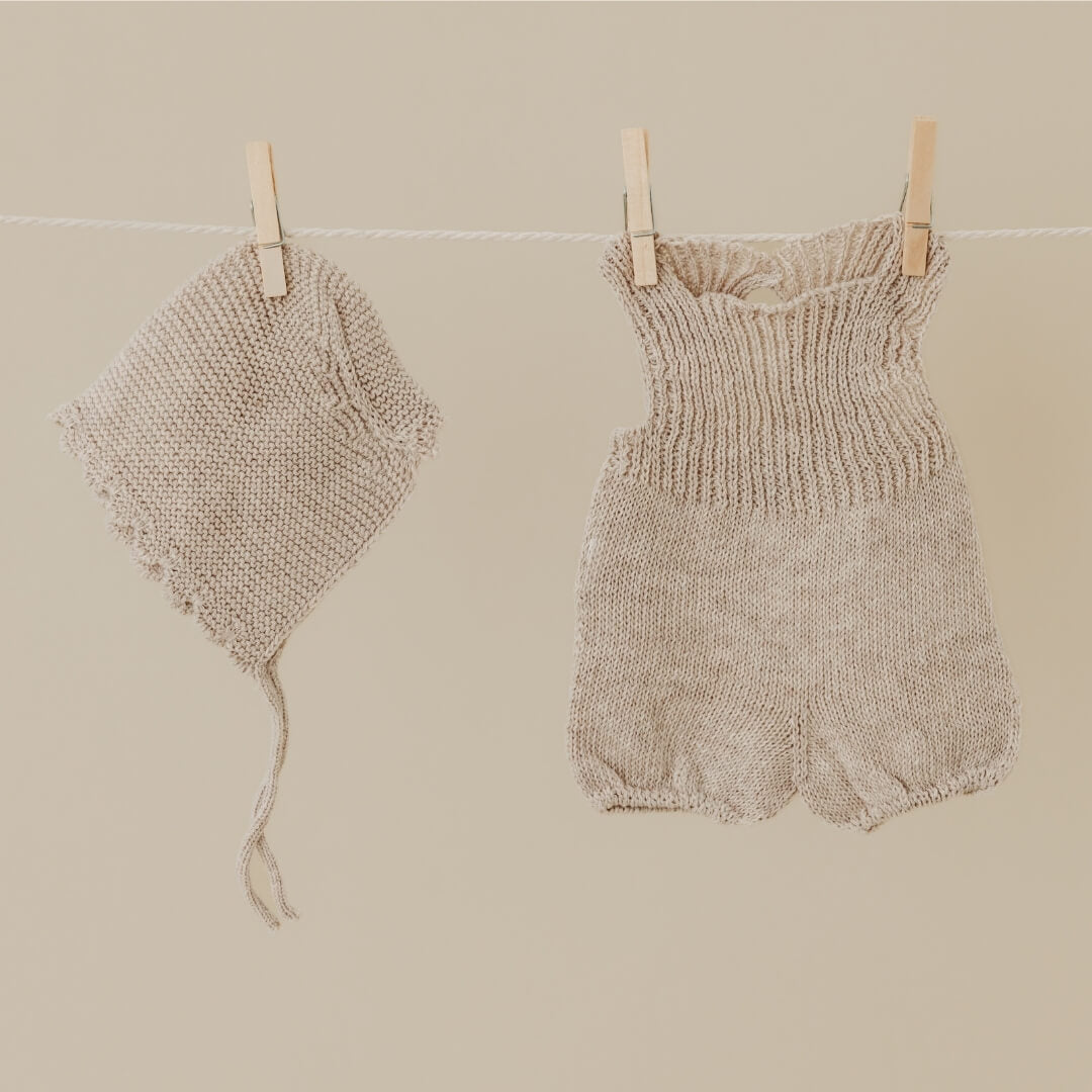 Knit Doll Outfit – 15" Romper & Bonnet