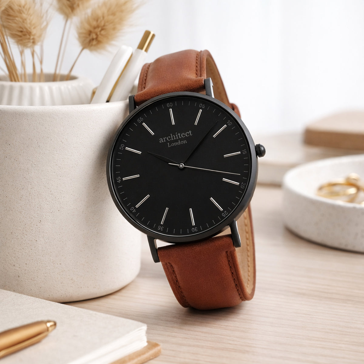 Handwriting Engraving - Men's Minimalist Watch + Walnut Strap
