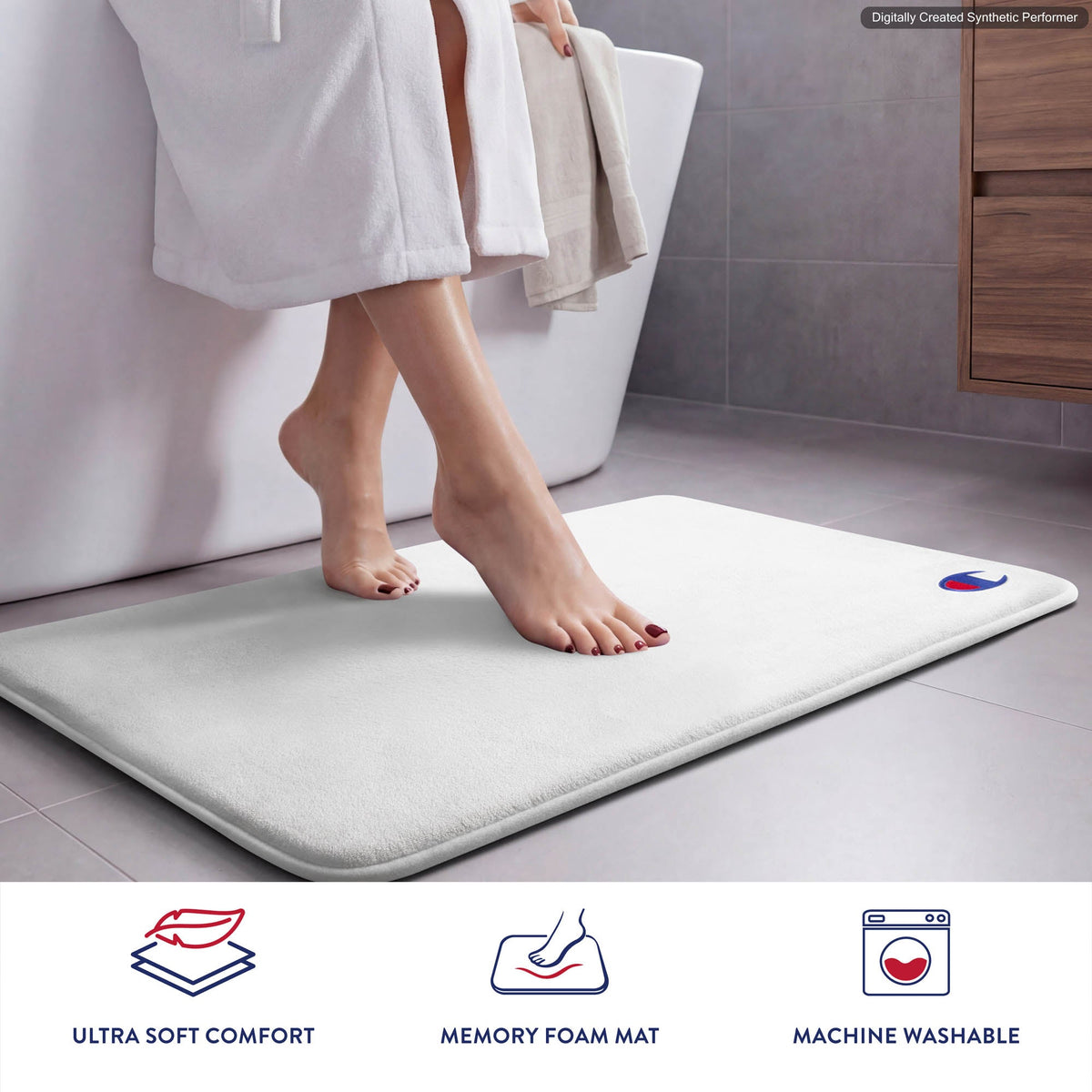 Logo Patch Memory Foam Bath Mat
