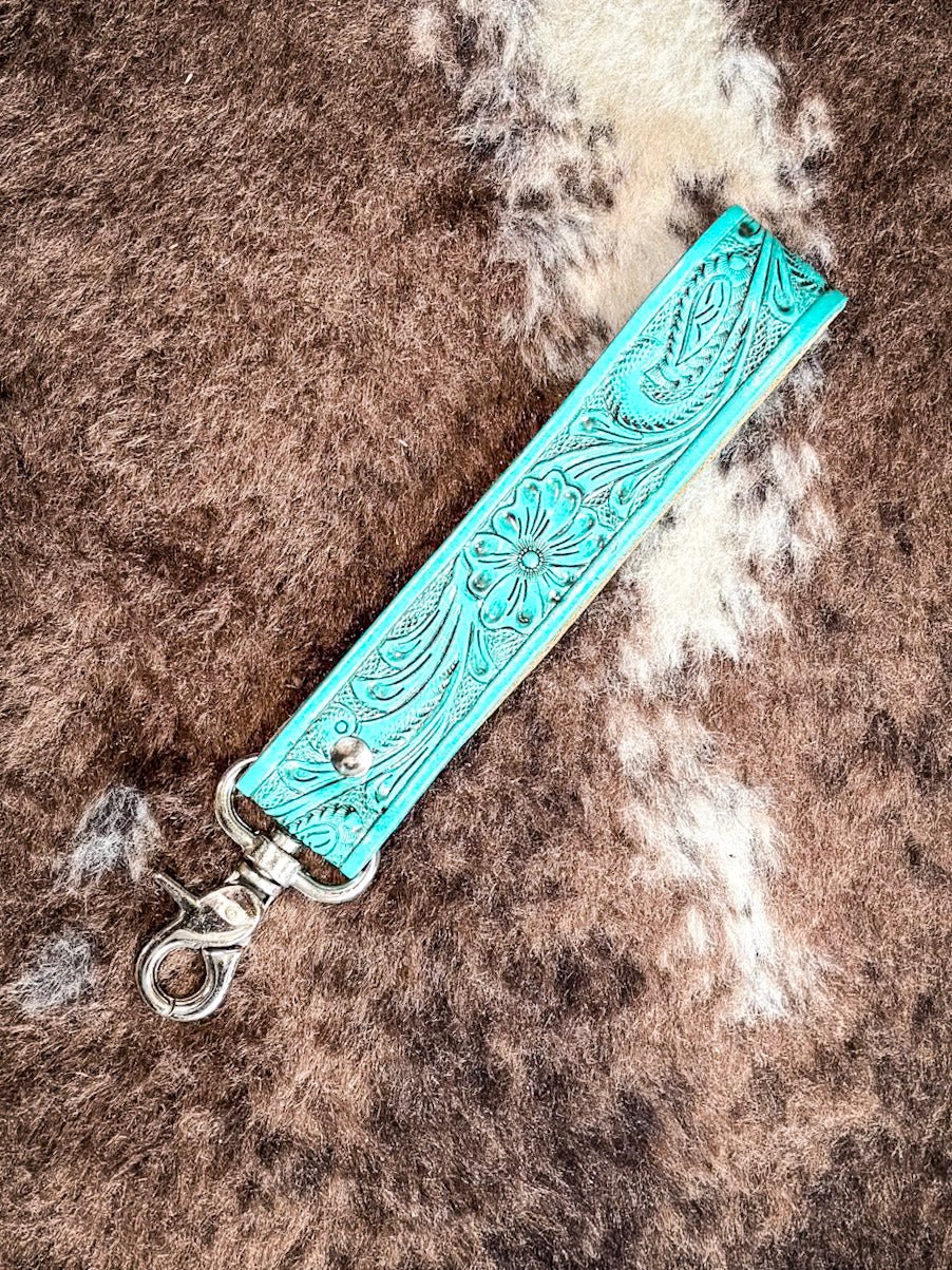 Blooming Meadows Key Fob in Turquoise by Myra Bag