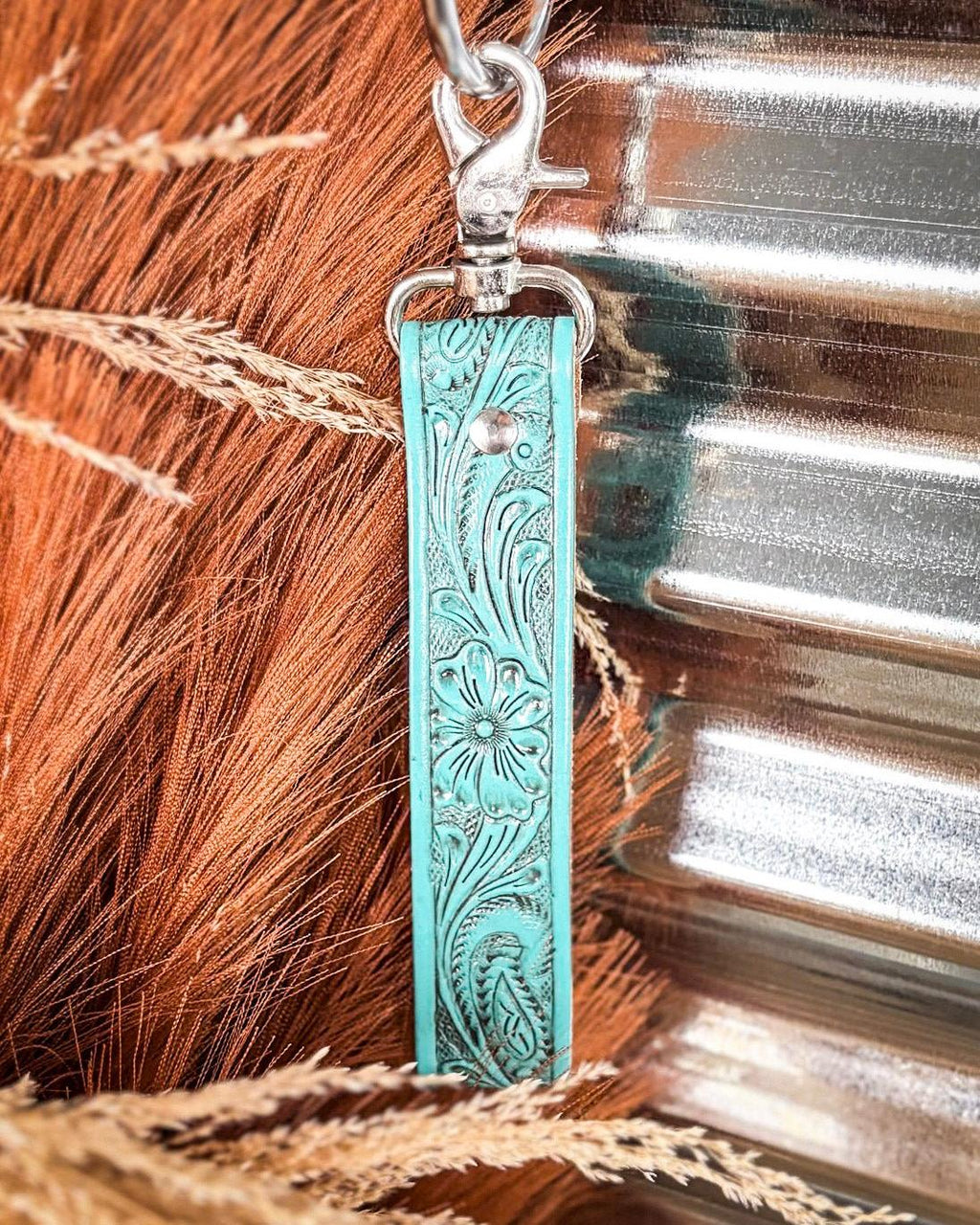 Blooming Meadows Key Fob in Turquoise by Myra Bag