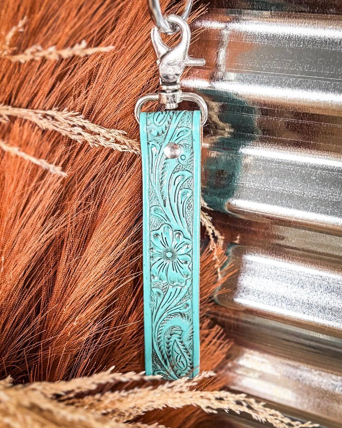 Blooming Meadows Key Fob in Turquoise by Myra Bag
