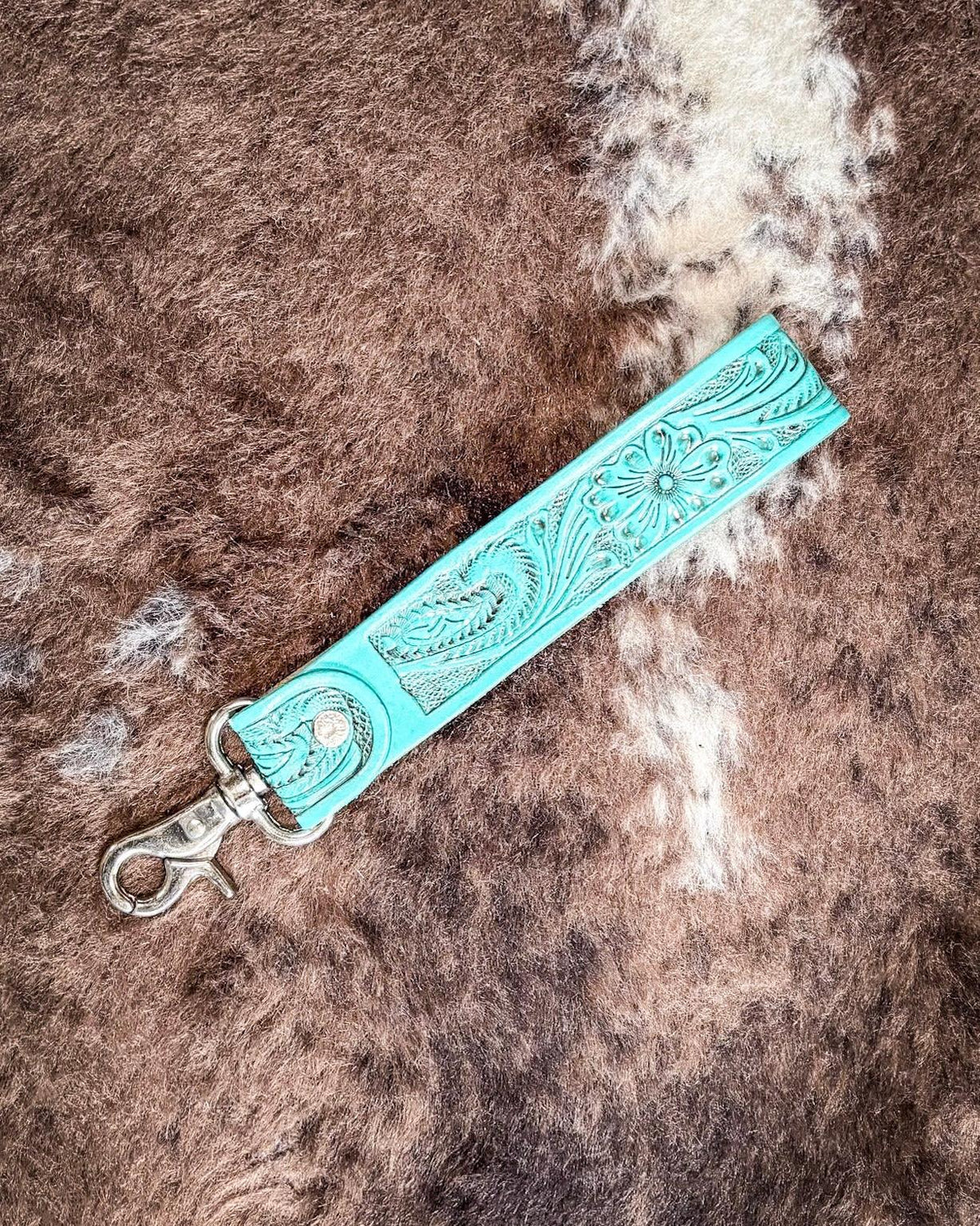 Blooming Meadows Key Fob in Turquoise by Myra Bag