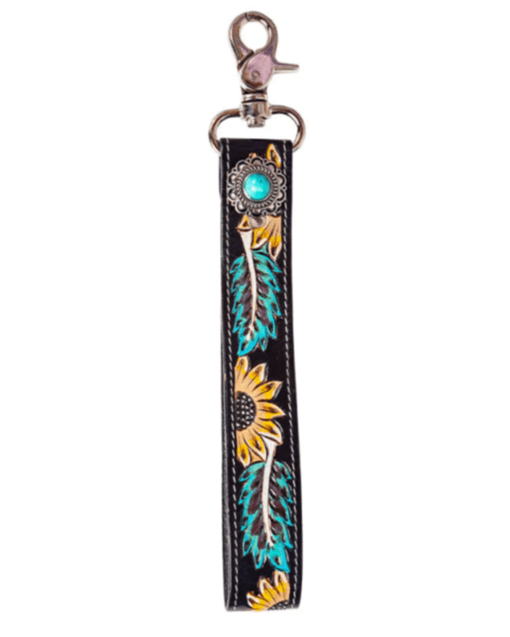 Cheyenne Bloom Hand-Tooled Key Fob by Myra Bag