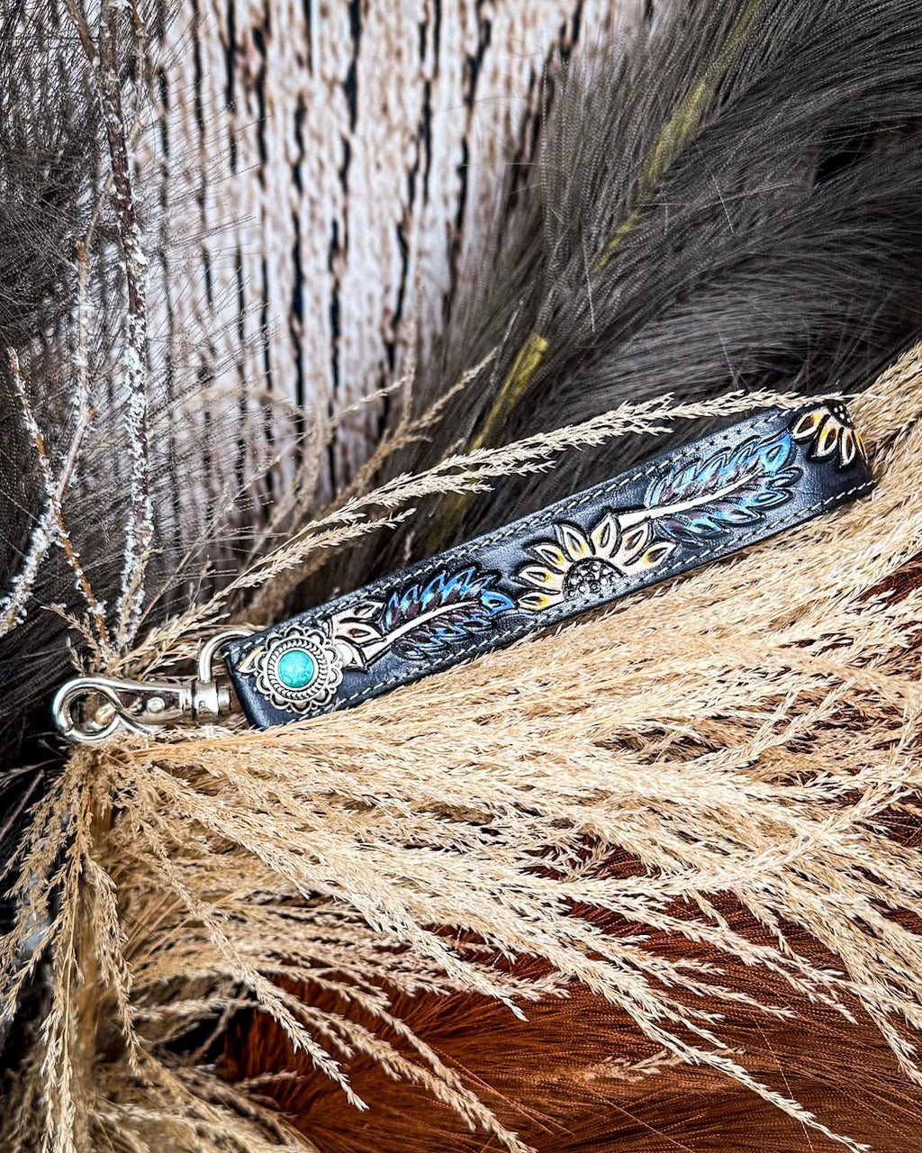 Cheyenne Bloom Hand-Tooled Key Fob by Myra Bag