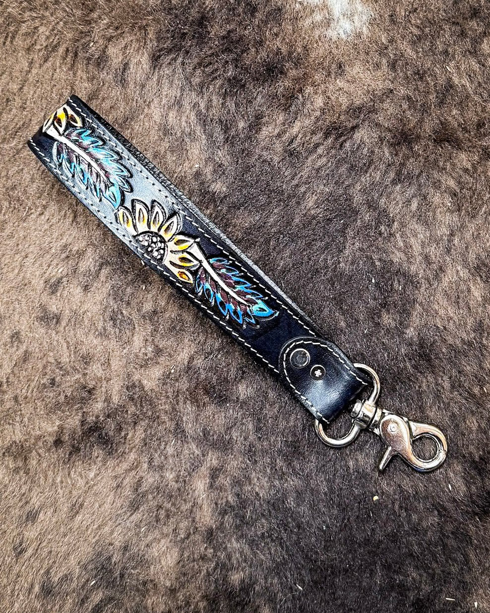 Cheyenne Bloom Hand-Tooled Key Fob by Myra Bag