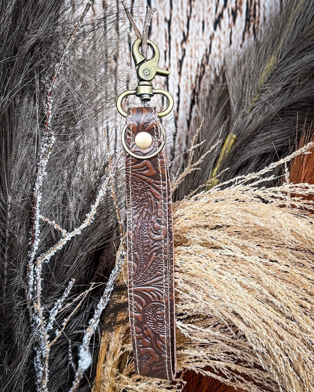 Classic Country Hand-Tooled Key Fob by Myra Bag