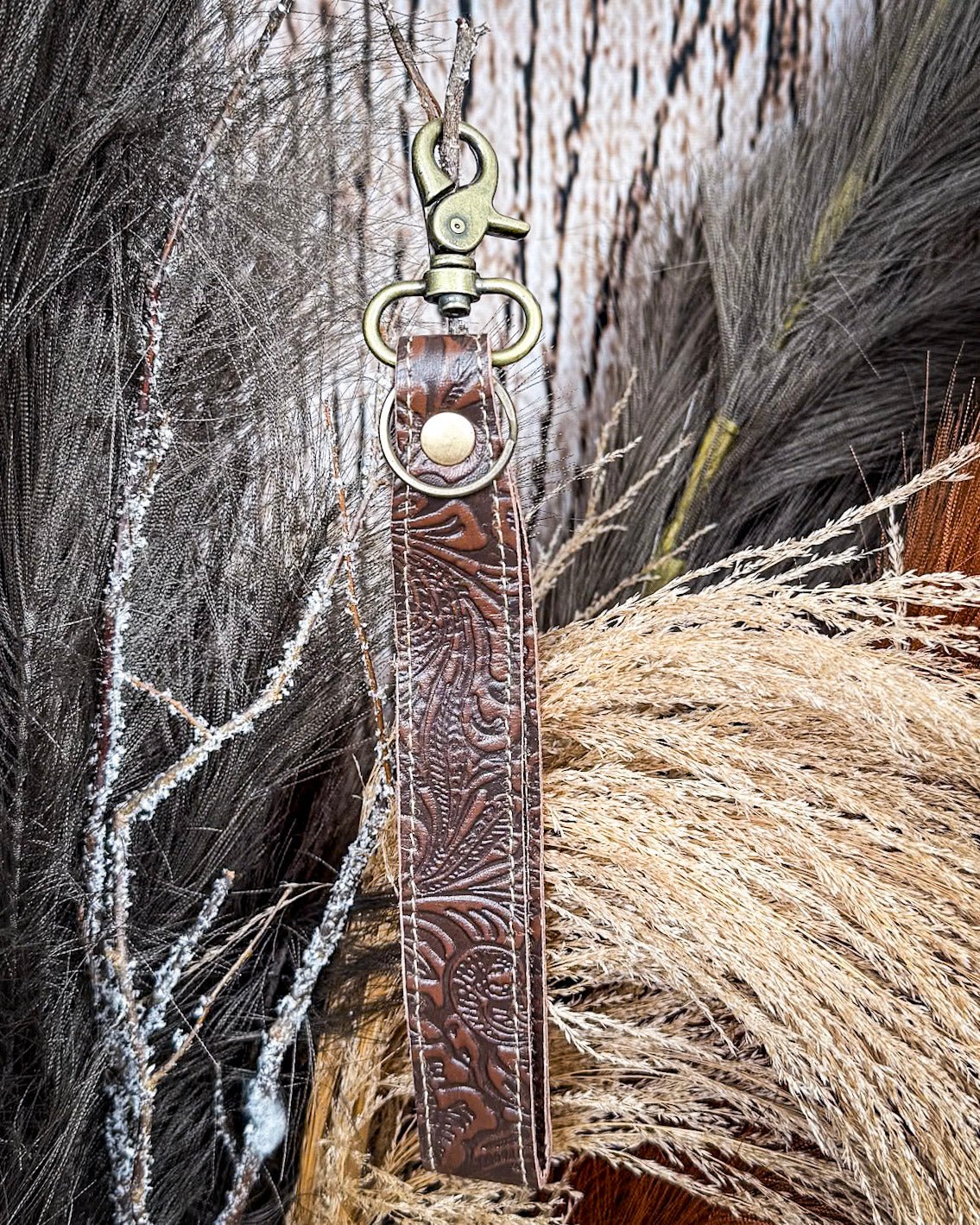 Classic Country Hand-Tooled Key Fob by Myra Bag