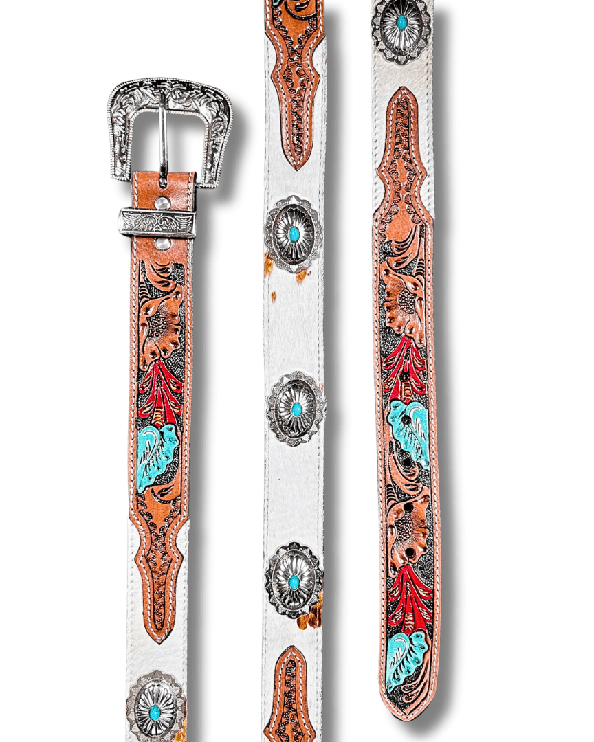 Cummerband Hand Tooled Concho Belt by Myra Bag