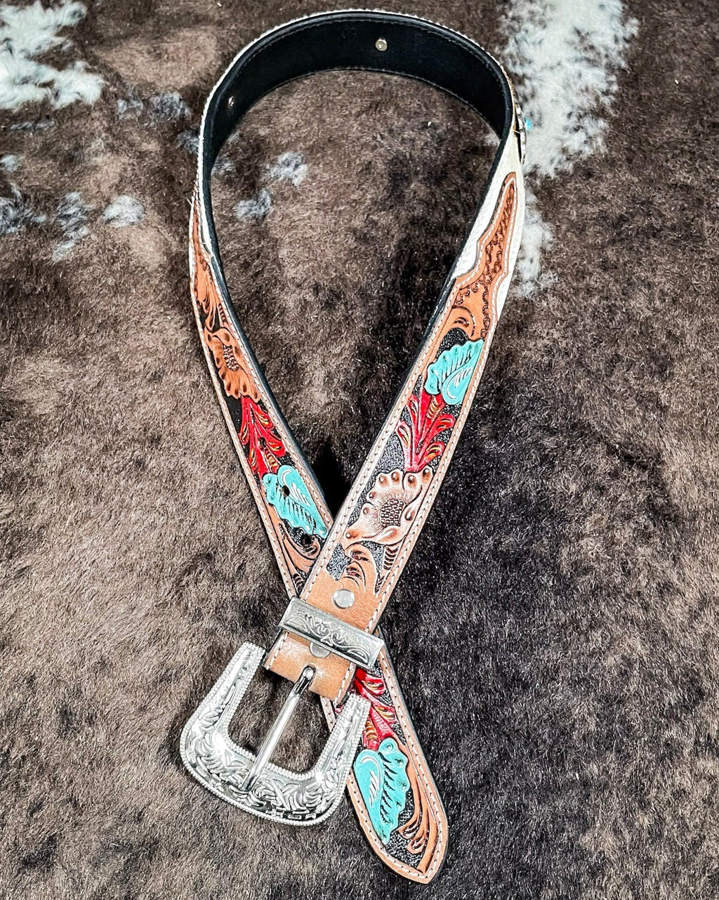 Cummerband Hand Tooled Concho Belt by Myra Bag