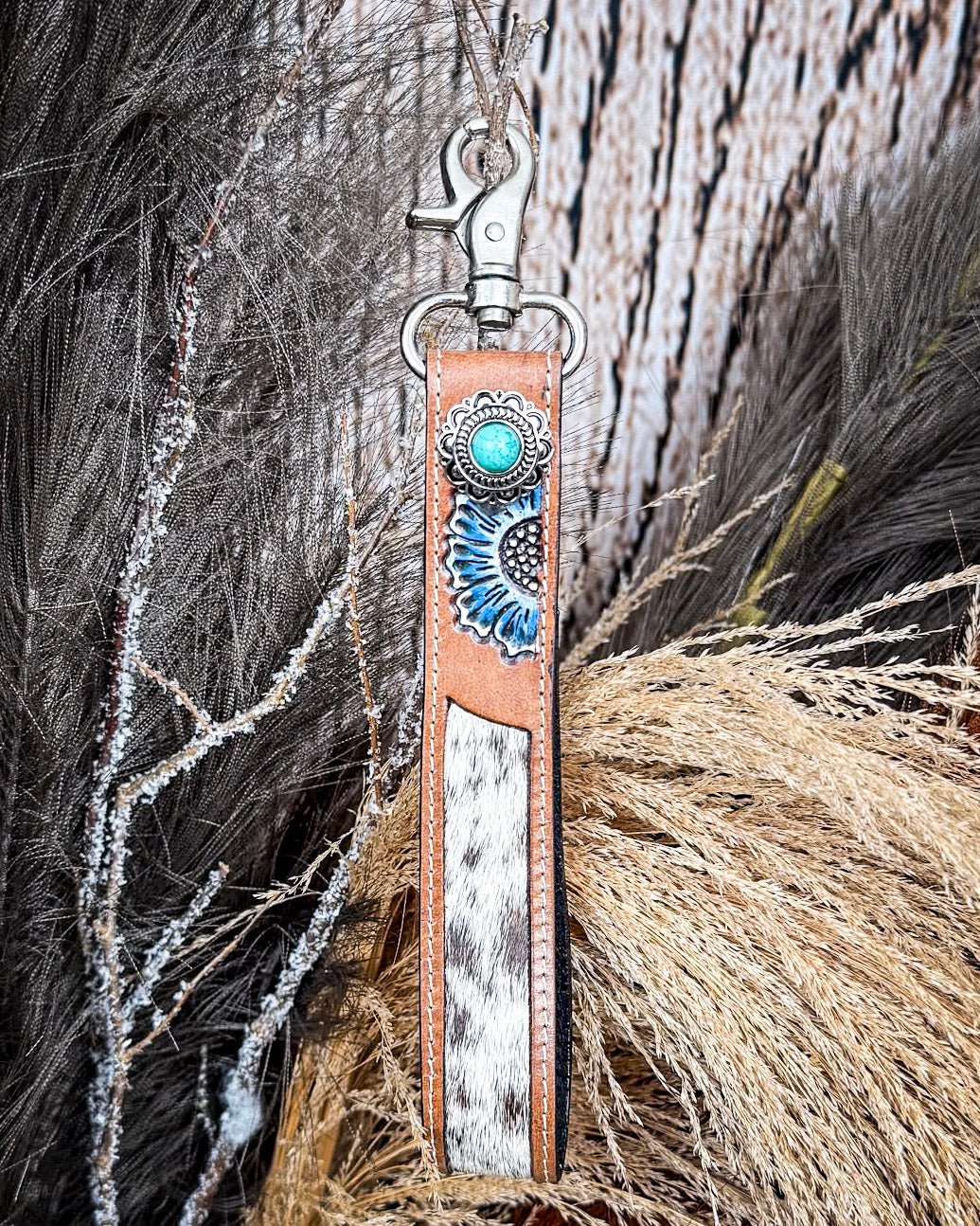 Far & Wide Hand-Tooled Key Fob by Myra Bag