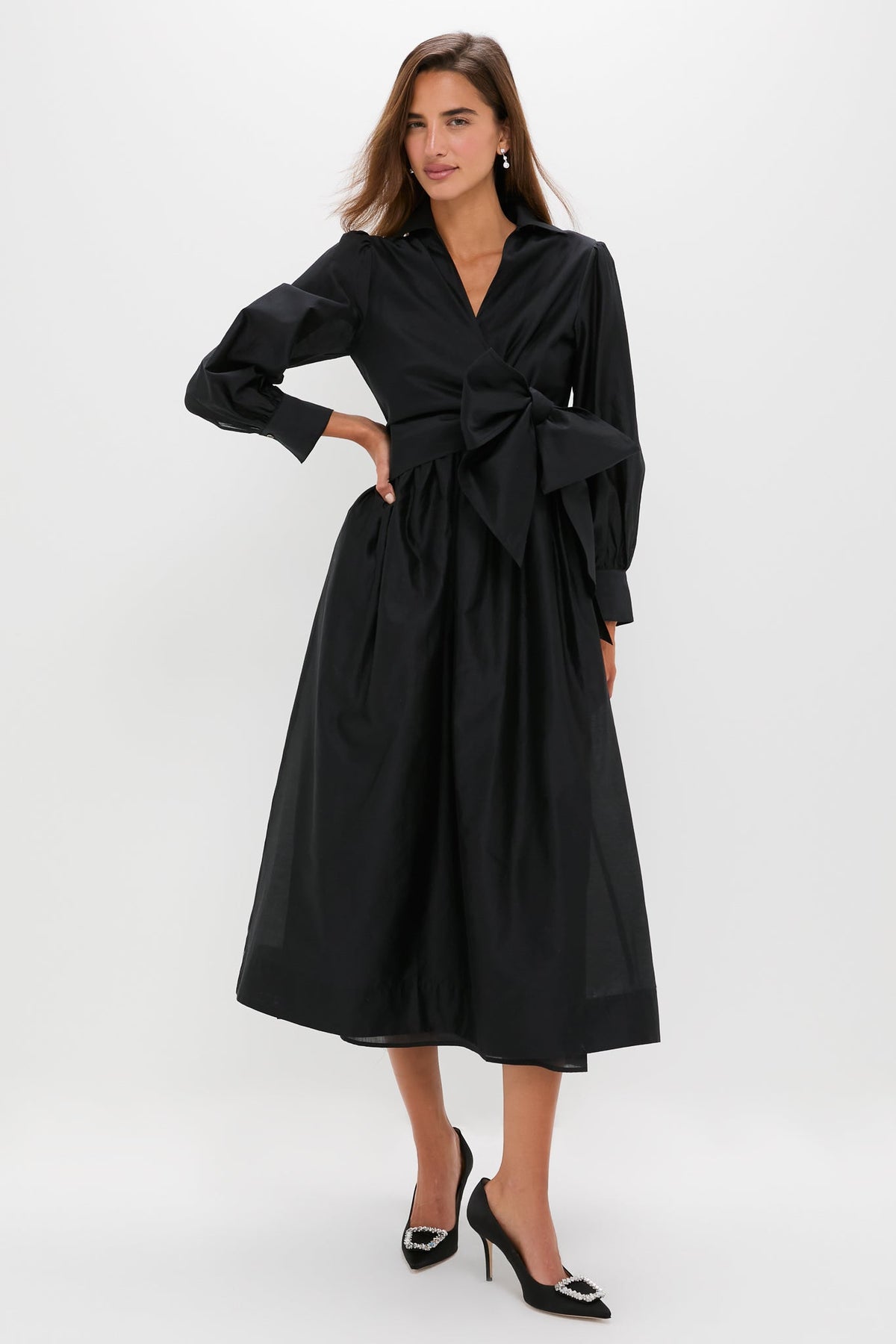 Black Tie Front Bow Bea Maxi Dress