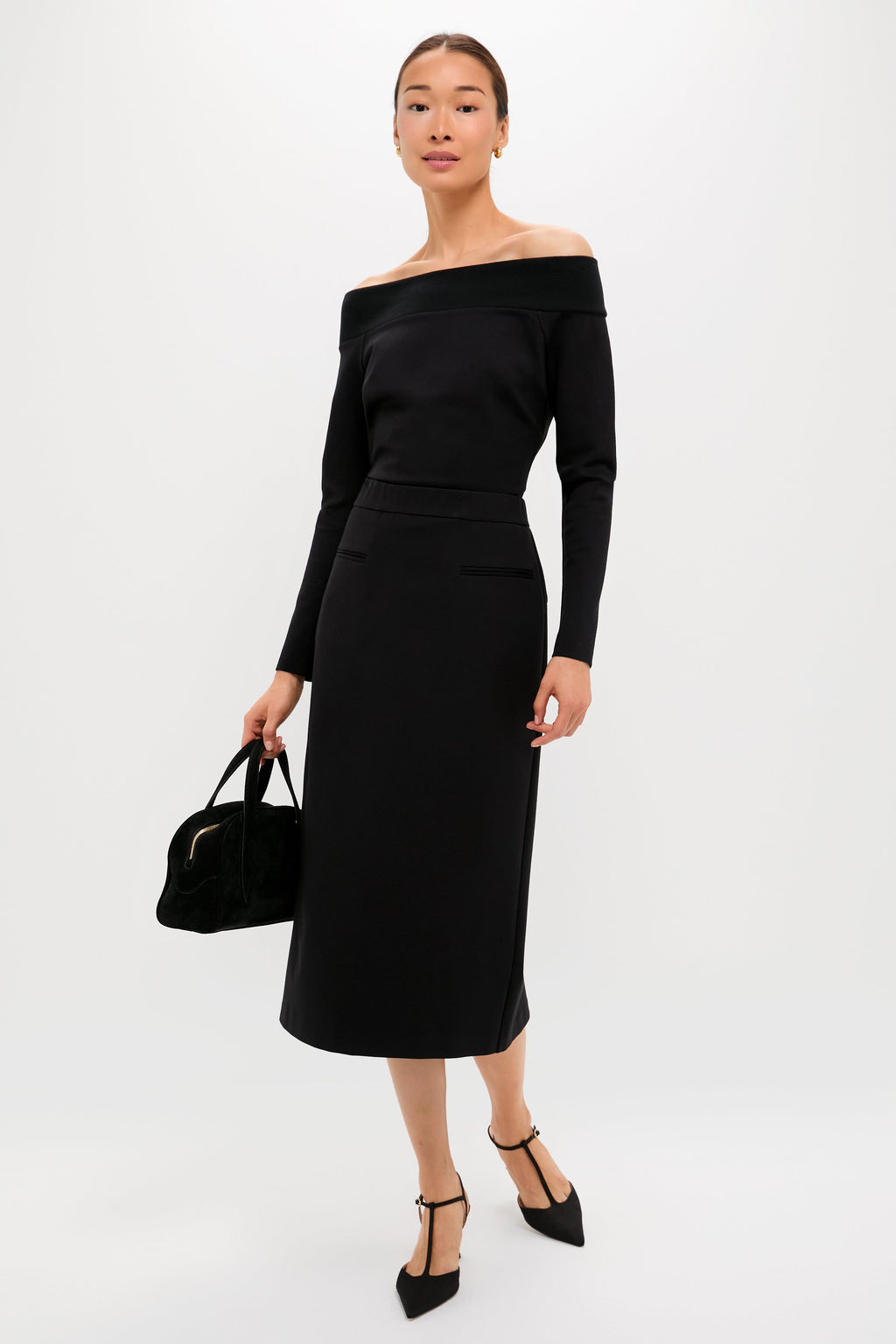 Black Rosewell Midi Skirt