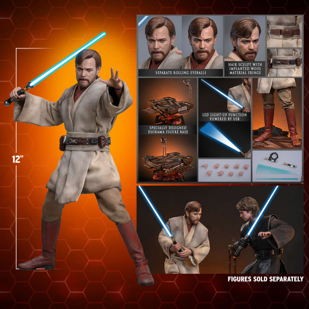 READY🔥Hot Toys MMS843 Star Wars: Revenge Of The Sith - Obi-Wan Kenobi (Mustafar) 1/6th Scale Collectible Figure