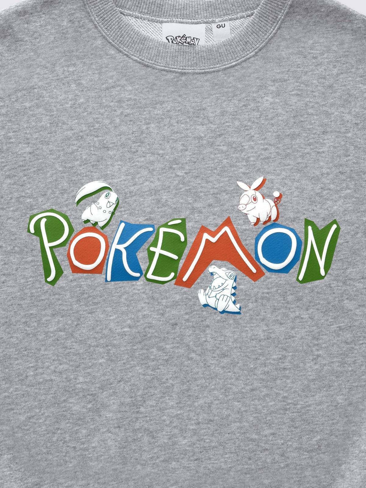 Pokemon x GU Chikorita / Tepig / Totodile Kids Sweatshirt — Gray [Pre-Order Oct 2026]