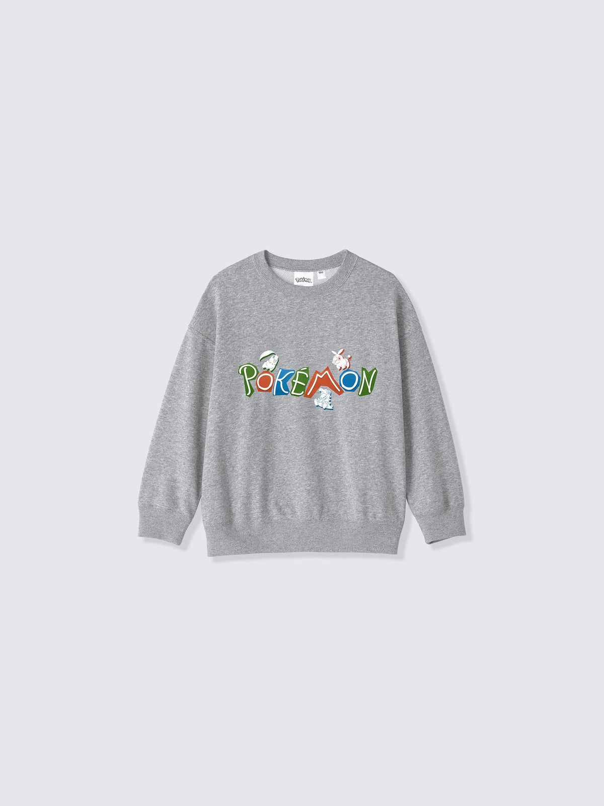 Pokemon x GU Chikorita / Tepig / Totodile Kids Sweatshirt — Gray [Pre-Order Oct 2026]