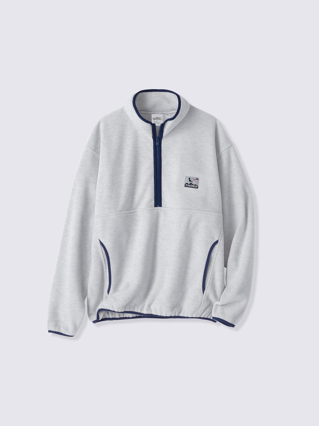 Pokemon x GU Mew Half-Zip Fleece Pullover — Light Gray [Pre-Order Oct 2026]