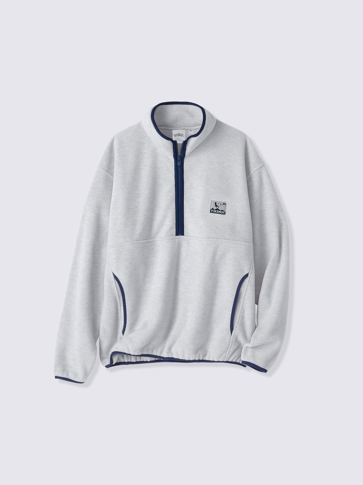 Pokemon x GU Mew Half-Zip Fleece Pullover — Light Gray [Pre-Order Oct 2026]