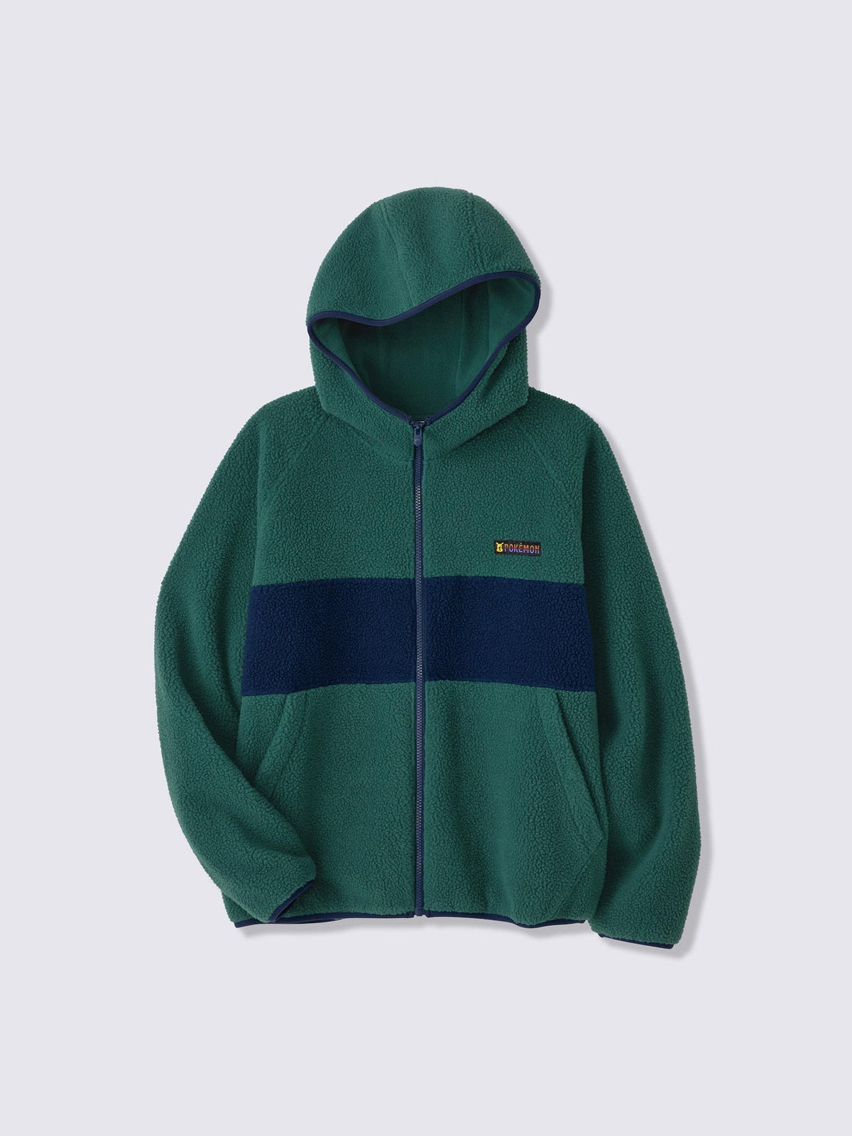 Pokemon x GU Pikachu Full-Zip Fleece Hoodie — Green [Pre-Order Oct 2026]