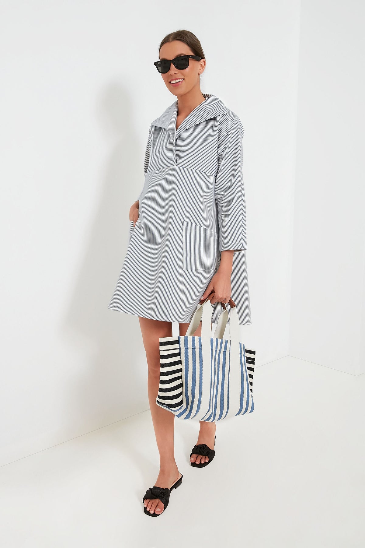 Blue and Black Parcours M Palais Royal Tote