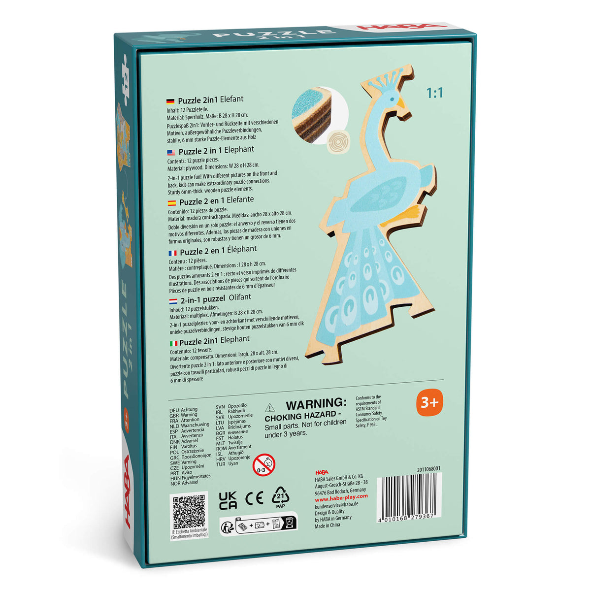 Elephant 2-in-1 Wooden Puzzle