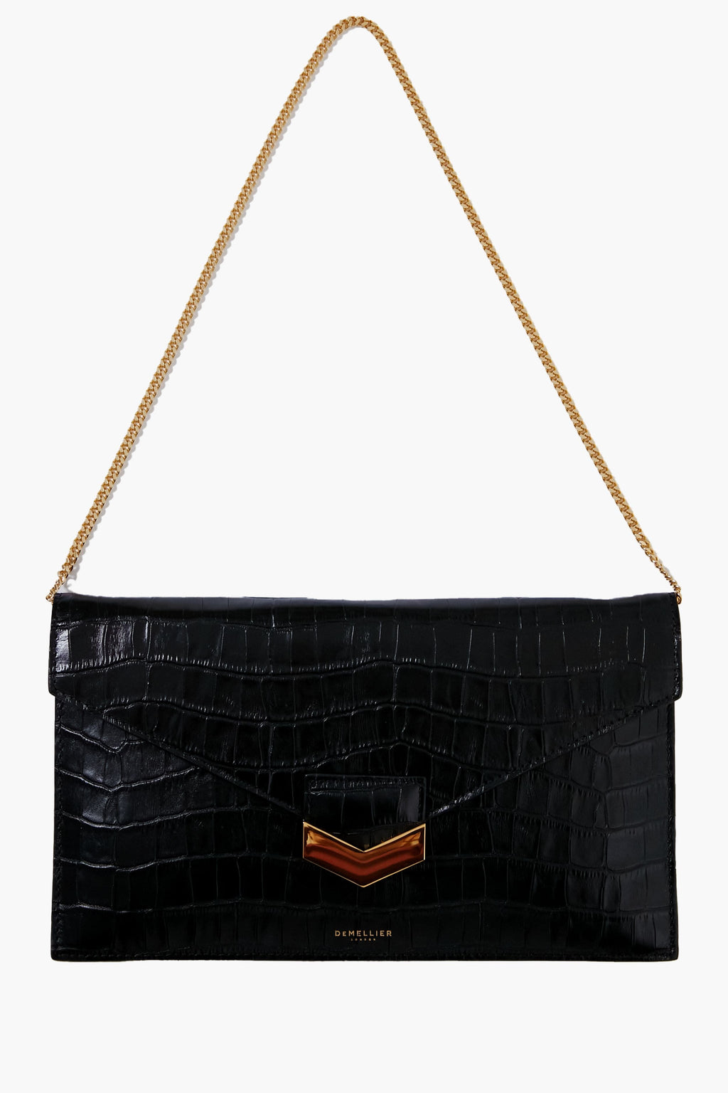 Black Croc London Clutch