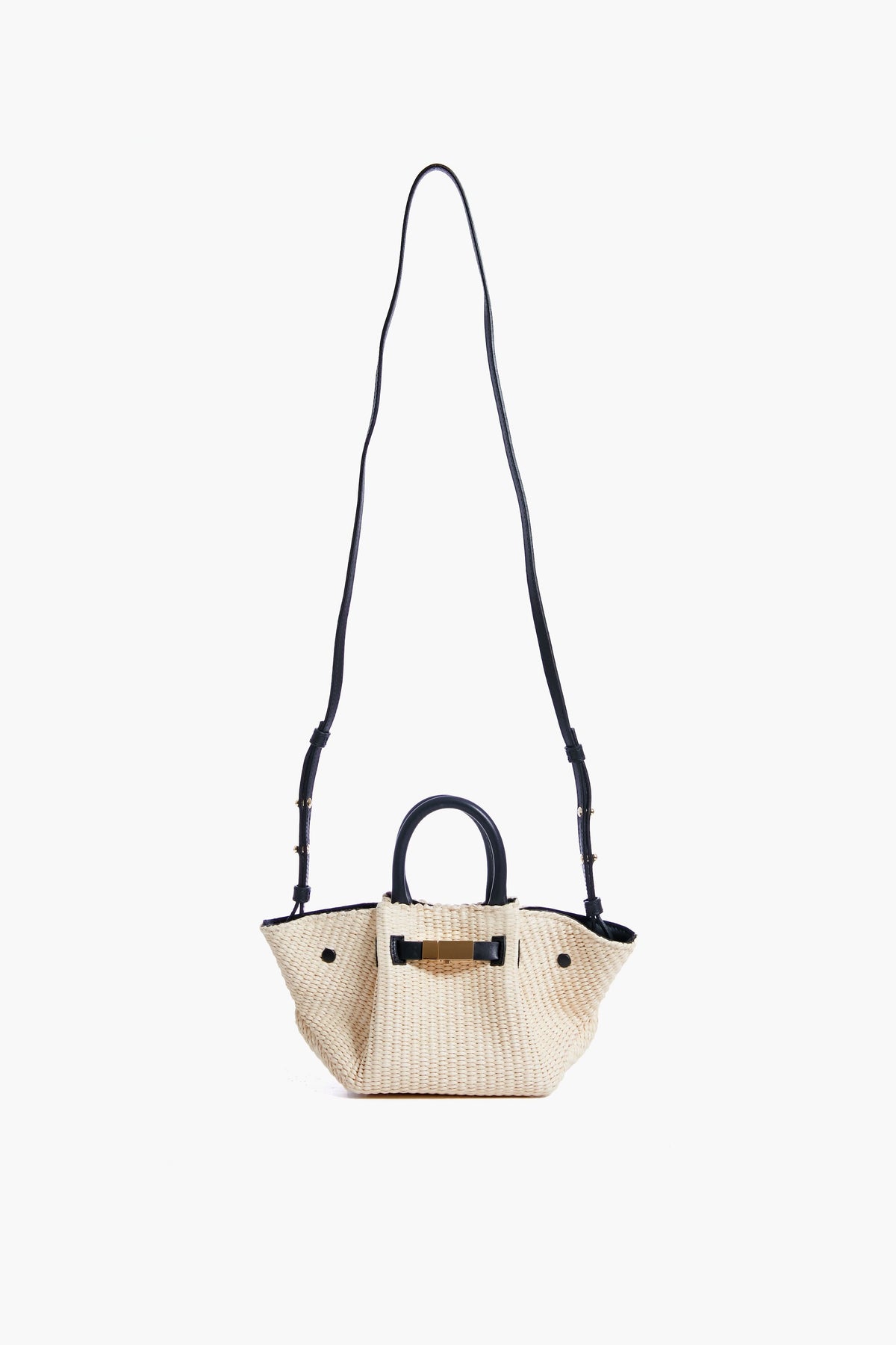 Black Natural Raffia Mini New York Bag