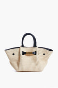 Black Natural Raffia Mini New York Bag
