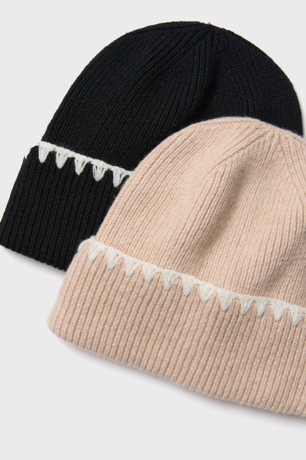 Black Blanket Stitch Winter Hat