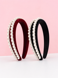 Black Pearl & Crystal Velvet Headband