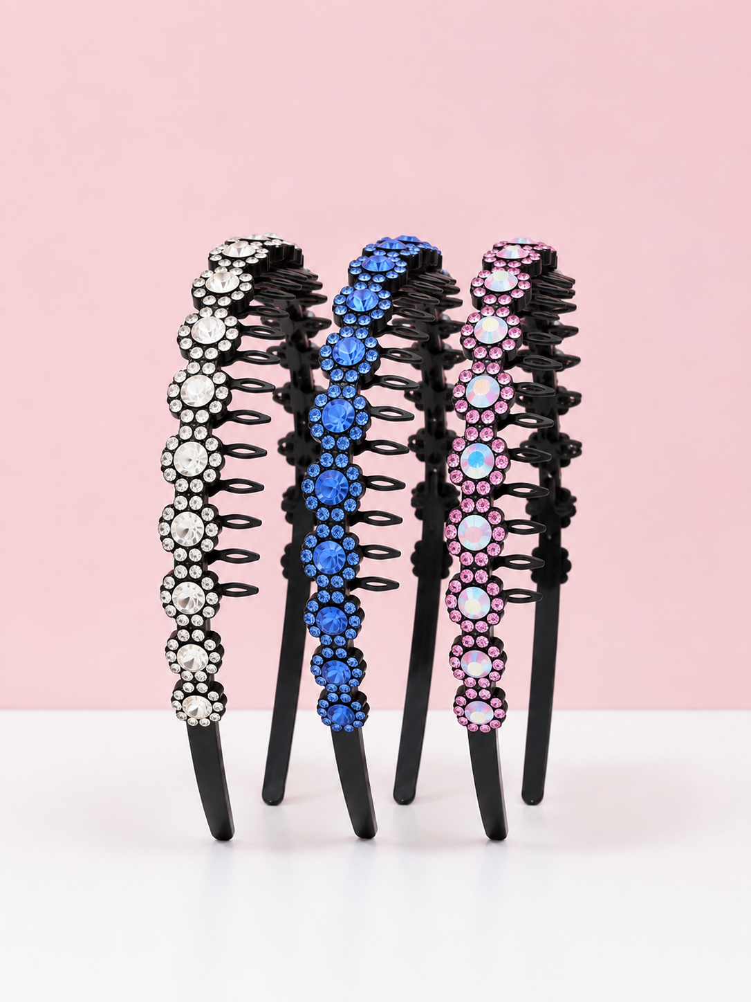 Blue Jeweled Flower Comb Headband