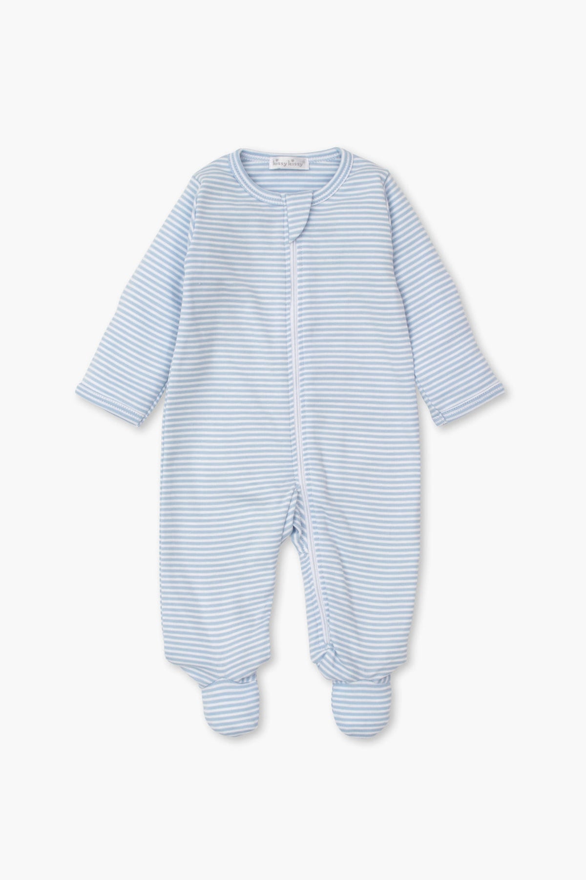 Blue Classic Rib Zipper Footie