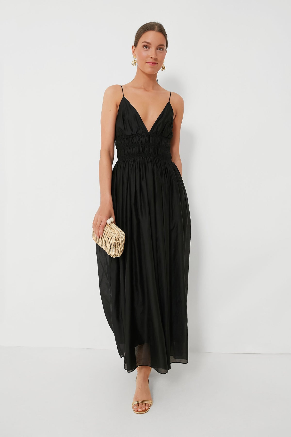 Black Sleeveless V-Neck Maxi Dress