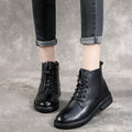 Women's Leather Casual and Light Lace-up Zipper Ankle Boot