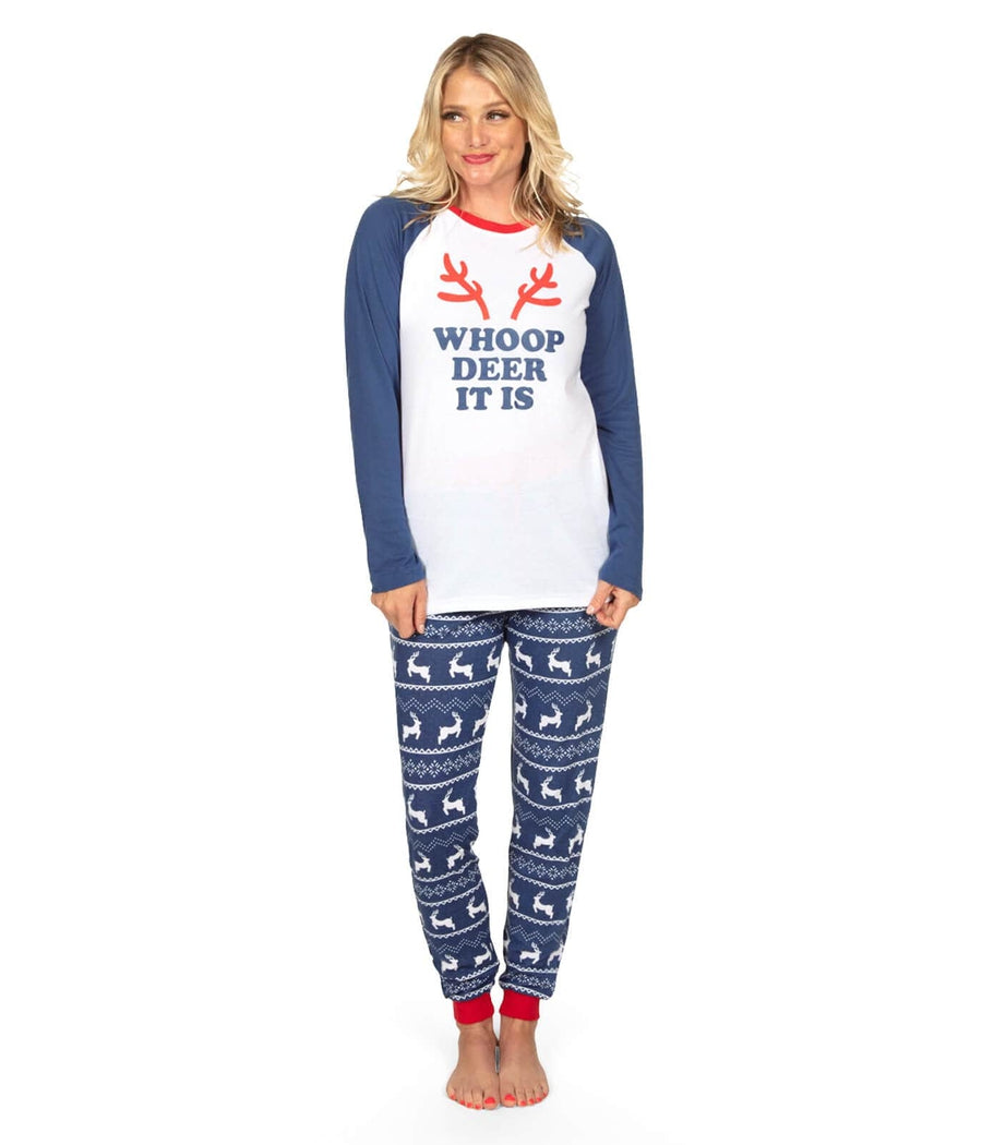 Women's Whoop Deer It Is Crew Neck Pajama Set
